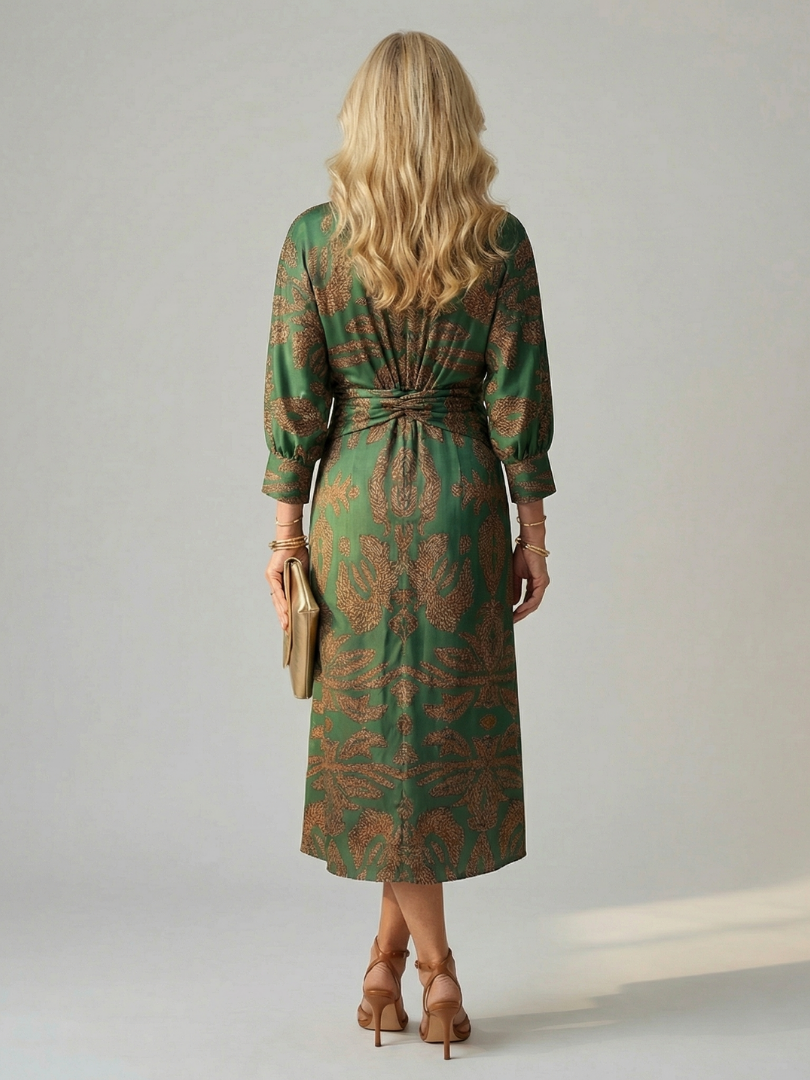 Cordelia — Twist-Front Wrap Midi Dress