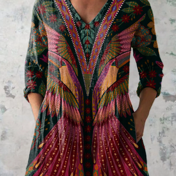 Bernice — Red and Green Feather