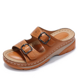 Irene — Double-Buckle Cork-Footbed Slides