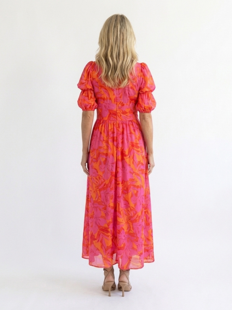 Francine — Floral Puff-Sleeve Midi Dress