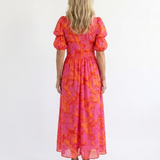 Francine — Floral Puff-Sleeve Midi Dress