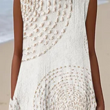 Lucette — White Eyelet-Look Sleeveless Midi Dress