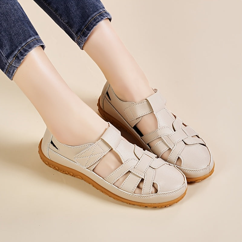 Hilda — Closed-Toe Woven Strap Comfort Sandals