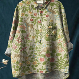 Elisheva — Botanical Fish Print Button-Up Blouse