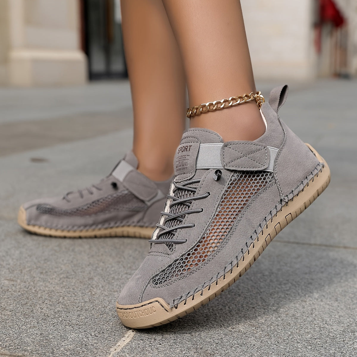 Eilis — Velcro-Strap Mesh Comfort Sneakers