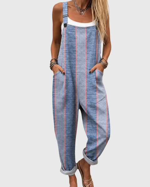 Winnie — Blue Striped Overalls