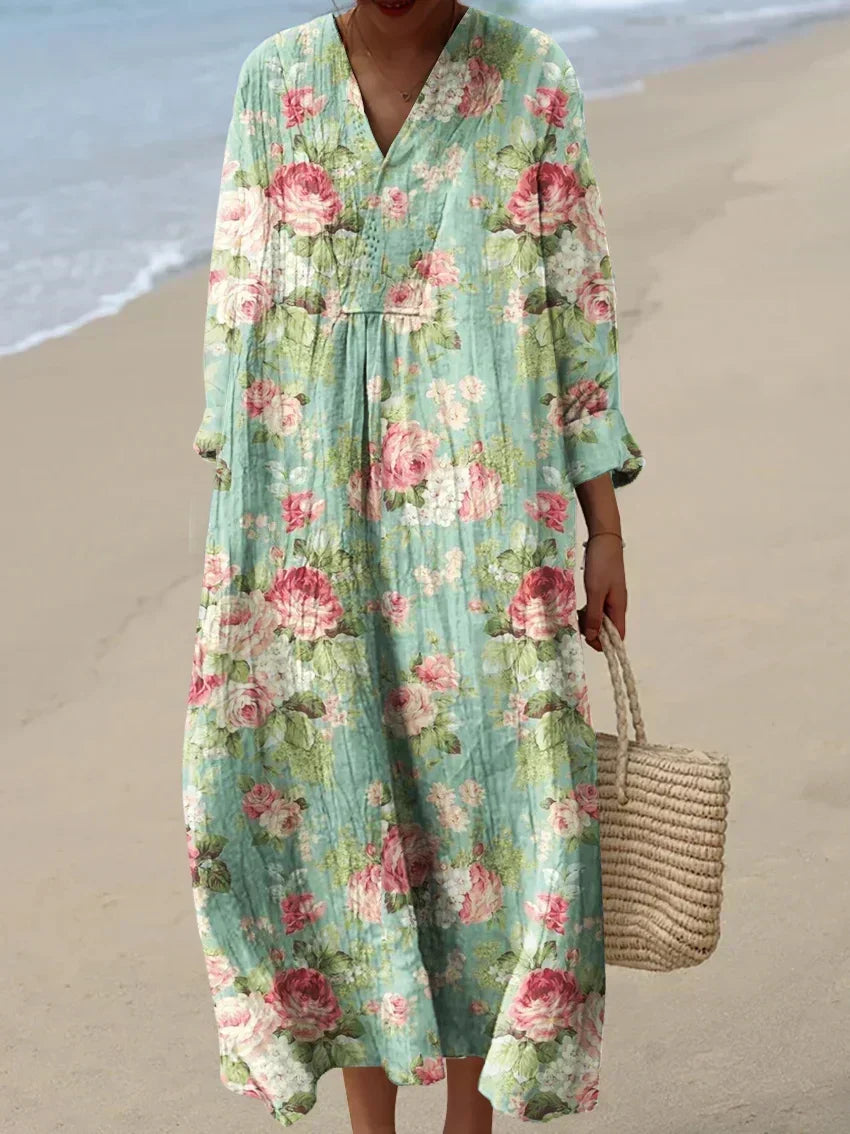 Lisette — Mint Floral Midi Dress