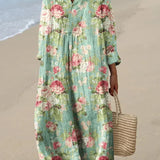Lisette — Mint Floral Midi Dress
