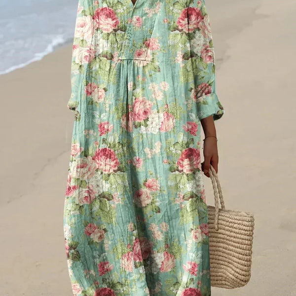 Lisette — Mint Floral Midi Dress