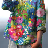 Balbina — Bright Garden Floral Print Button-Up Blouse