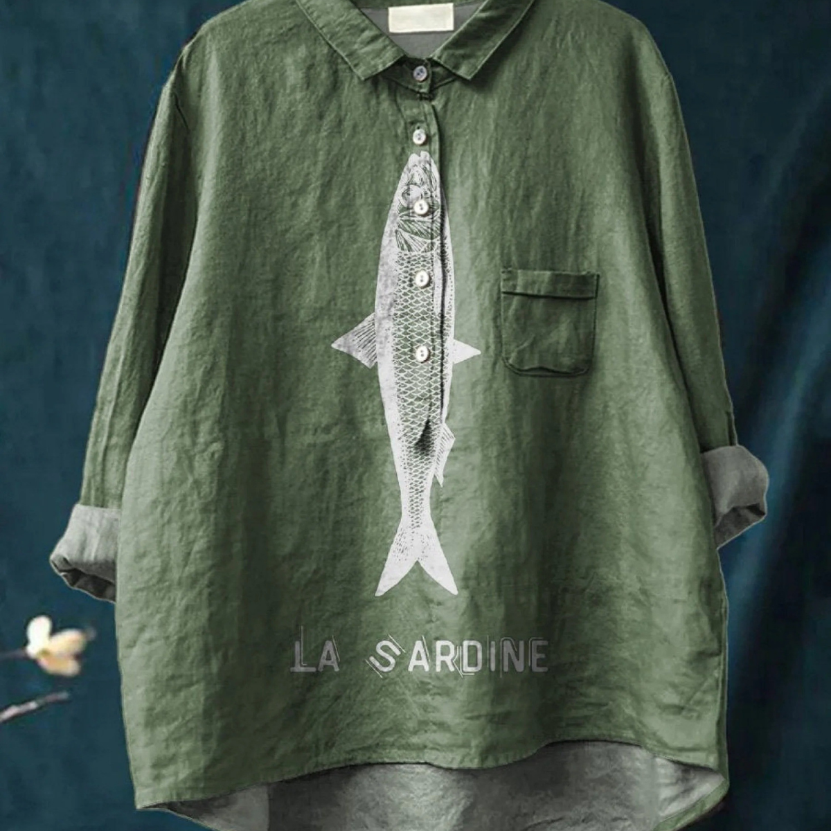Filippa — La Sardine Print Button-Up Blouse