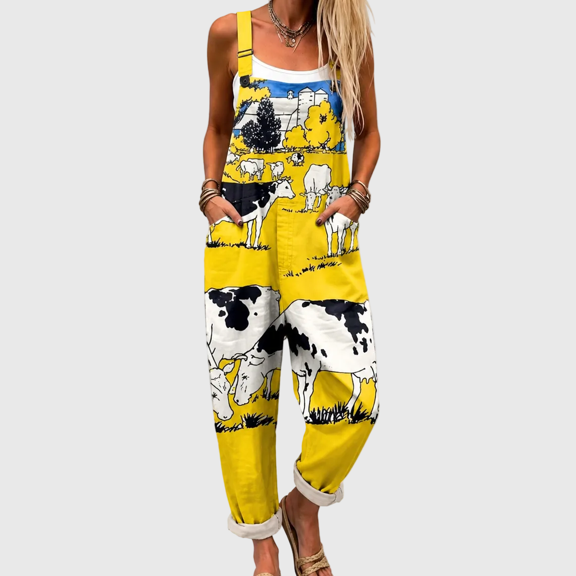Ida — Cow and Country Print Overalls