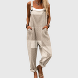 Jemima — Neutral Patchwork Farmhouse Overalls