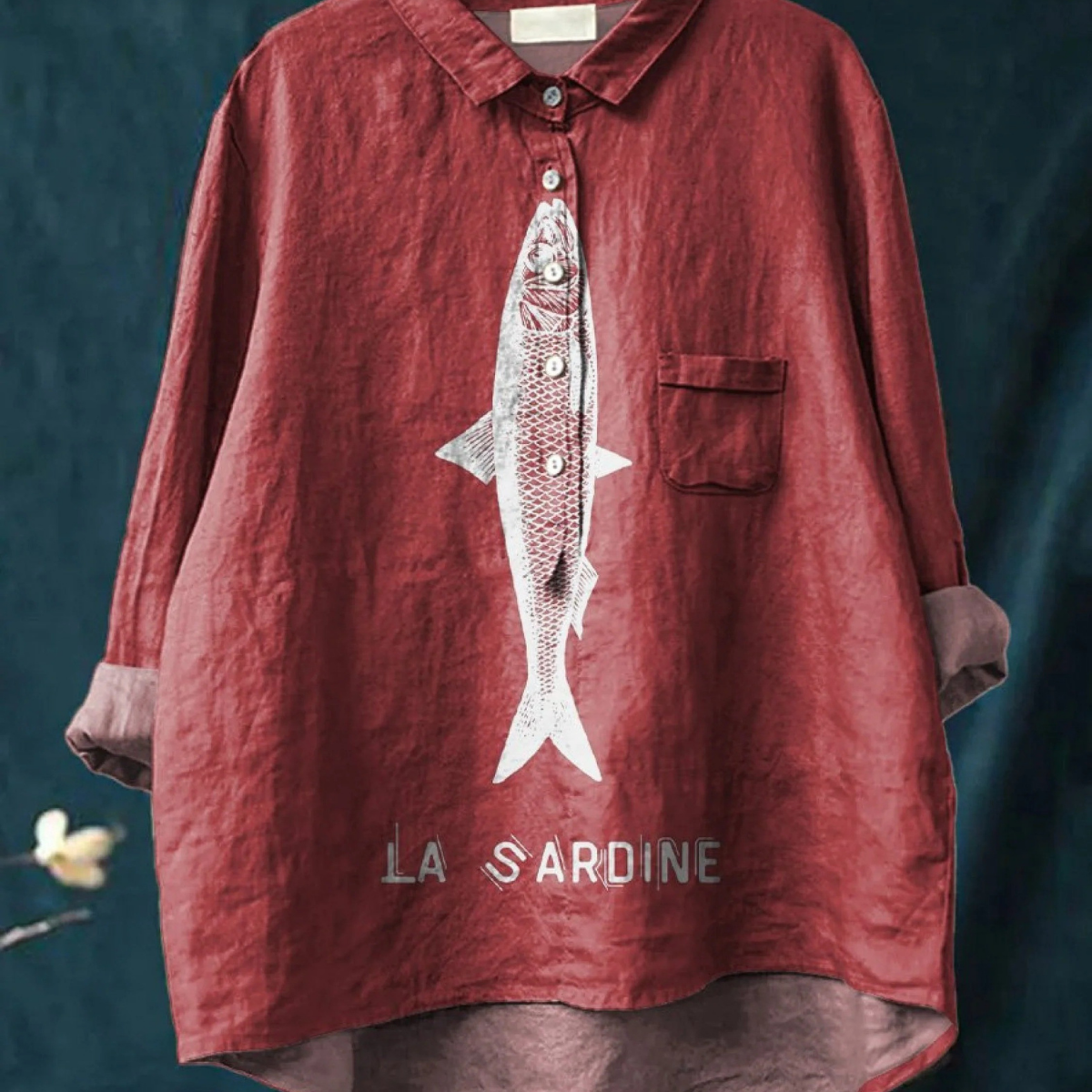 Filippa — La Sardine Print Button-Up Blouse