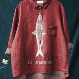 Filippa — La Sardine Print Button-Up Blouse