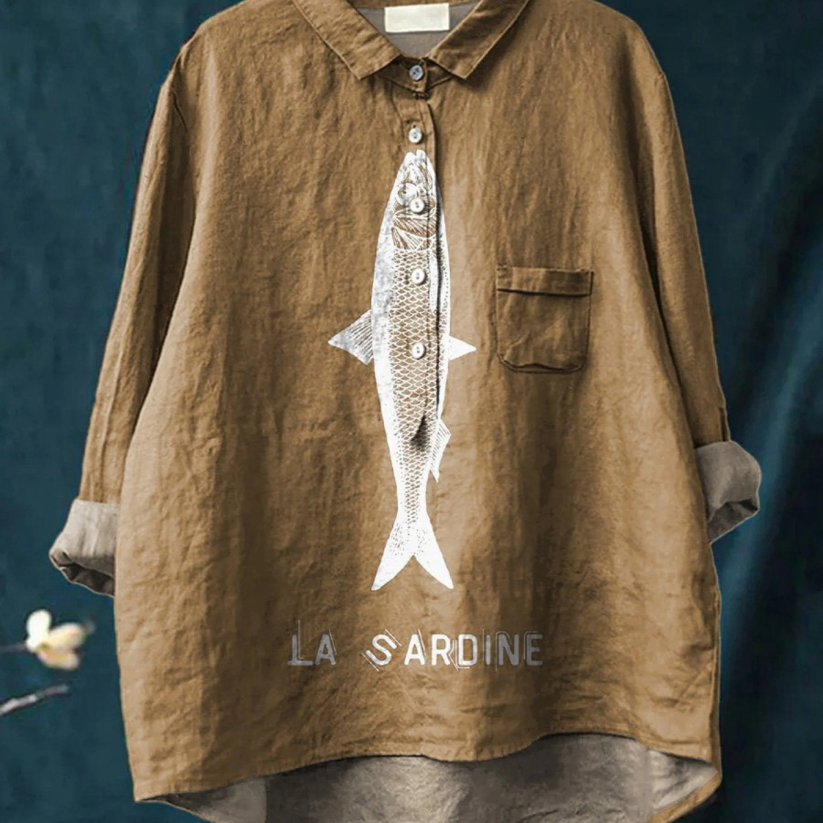 Filippa — La Sardine Print Button-Up Blouse
