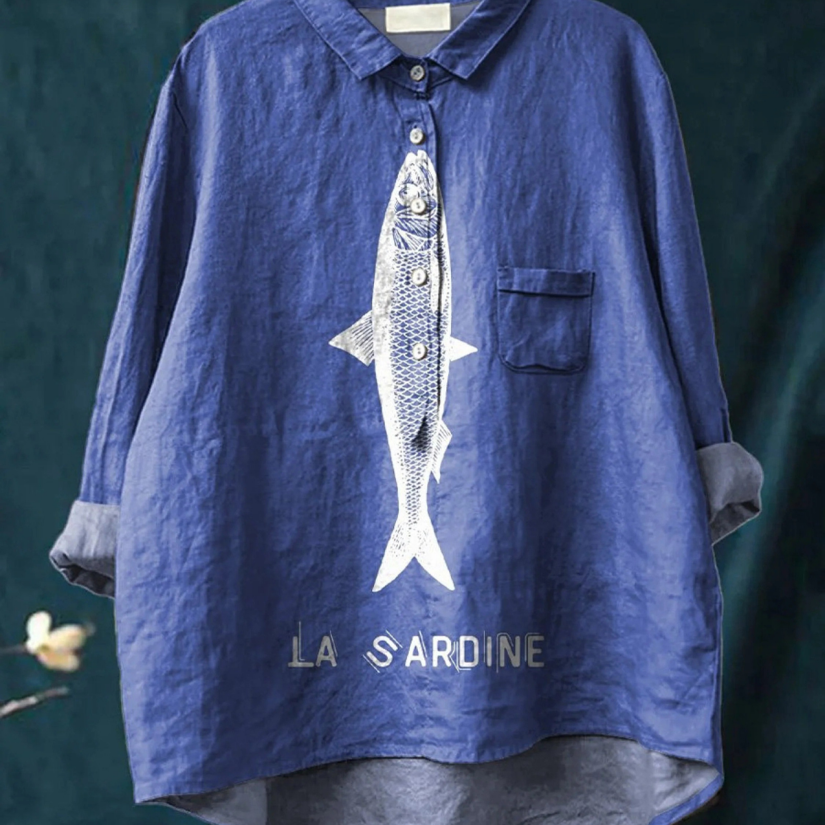 Filippa — La Sardine Print Button-Up Blouse
