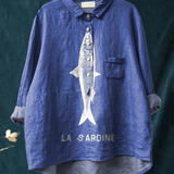 Filippa — La Sardine Print Button-Up Blouse