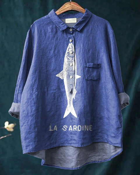 Filippa — La Sardine Print Button-Up Blouse