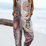 Naomi — Bee and Mandala Patchwork Print Overalls