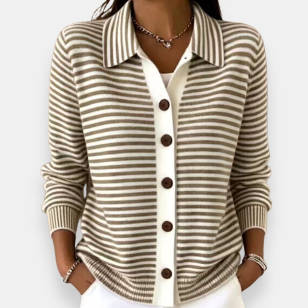 Nola — Striped Button Cardigan