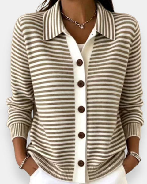 Nola — Striped Button Cardigan