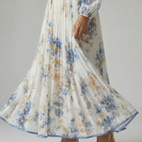 Christabel — Pleated Floral Wrap Dress with Contrast Waist