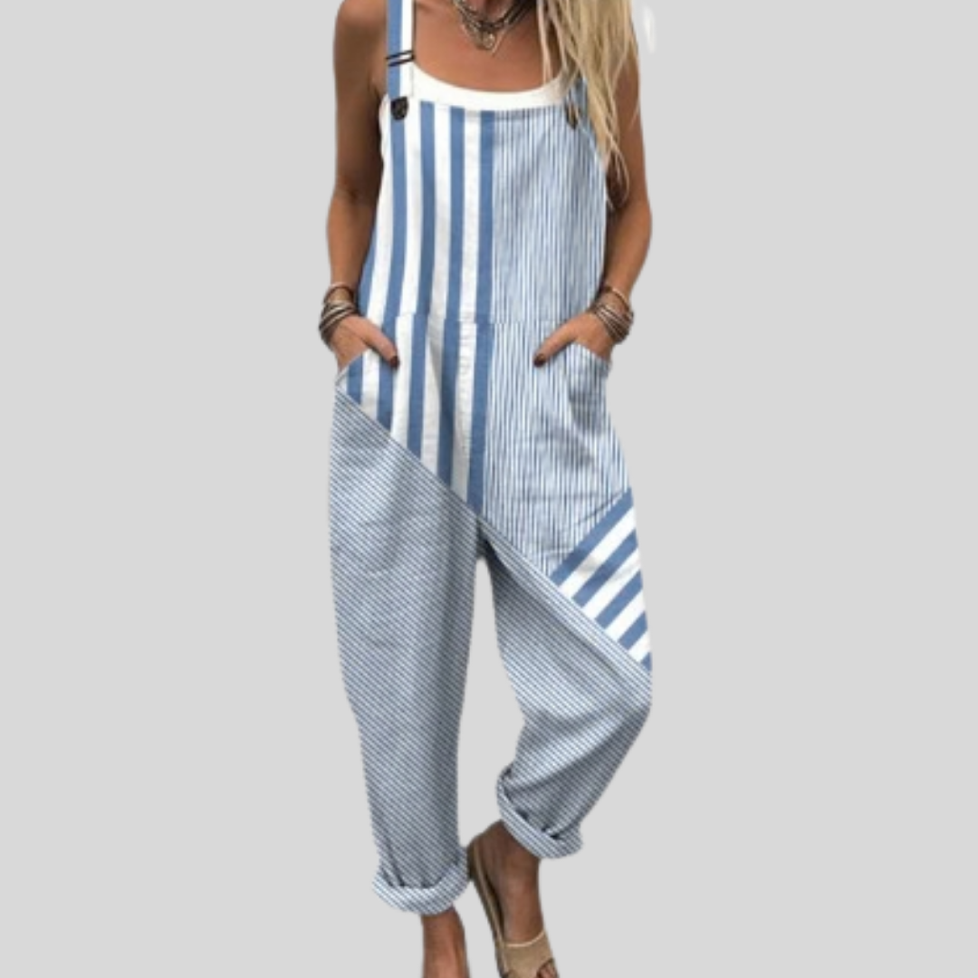 Kallie — Blue and White Stripe Overalls