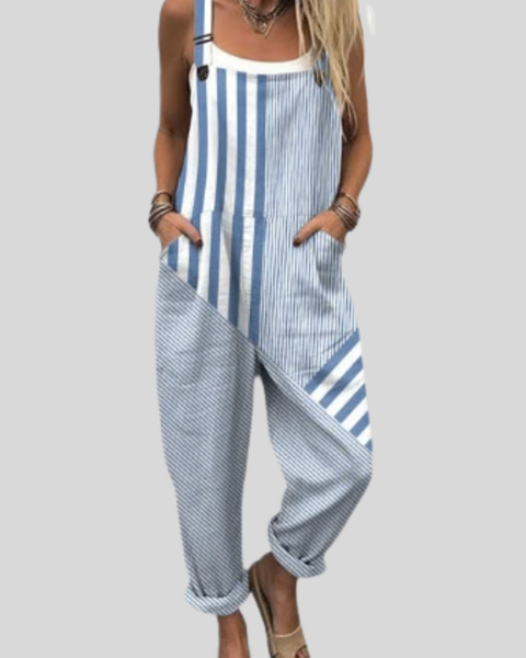 Kallie — Blue and White Stripe Overalls