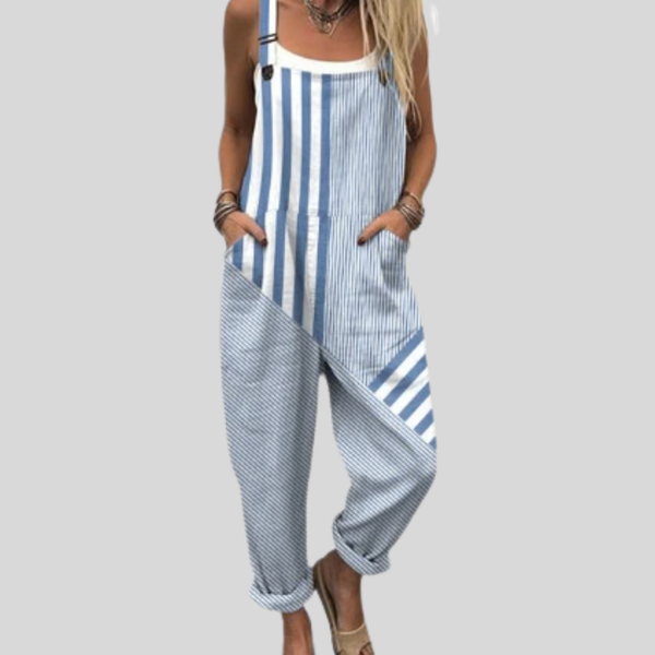 Kallie — Blue and White Stripe Overalls