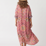 Kjersti — Pink Medallion-Print Relaxed Midi Dress with Pockets