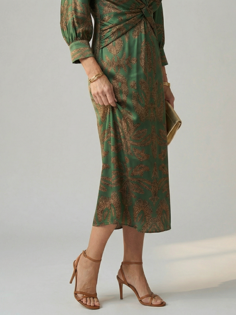 Cordelia — Twist-Front Wrap Midi Dress
