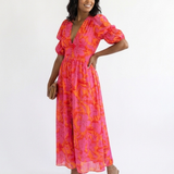 Francine — Floral Puff-Sleeve Midi Dress