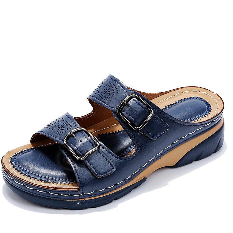 Irene — Double-Buckle Cork-Footbed Slides