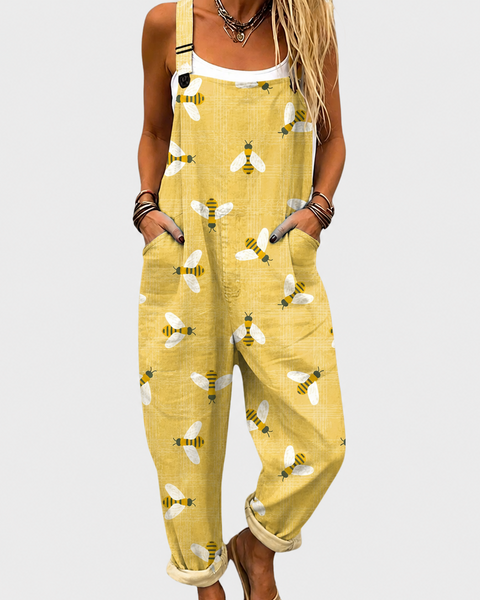 Rosie — Yellow Bee Print Overalls