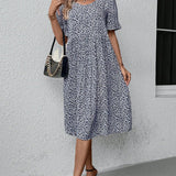 Pirkko — Ditsy Print Tiered Midi Dress with Ruffle Sleeves