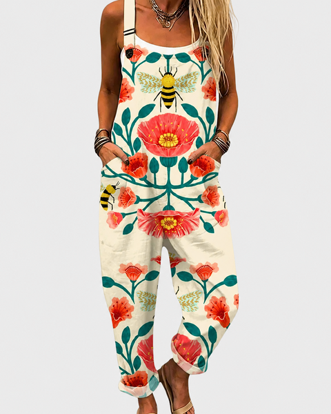 Quinn — Folk Floral Bee Overalls