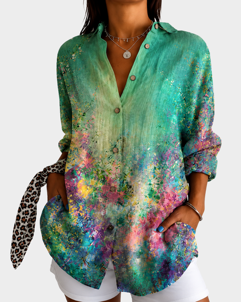 Esther — Blusa Aquarela Verde Floral