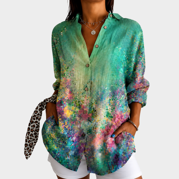 Esther — Blusa Aquarela Verde Floral
