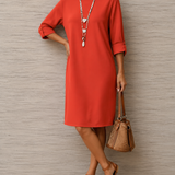 Odette Midi Dress in Orange-Red