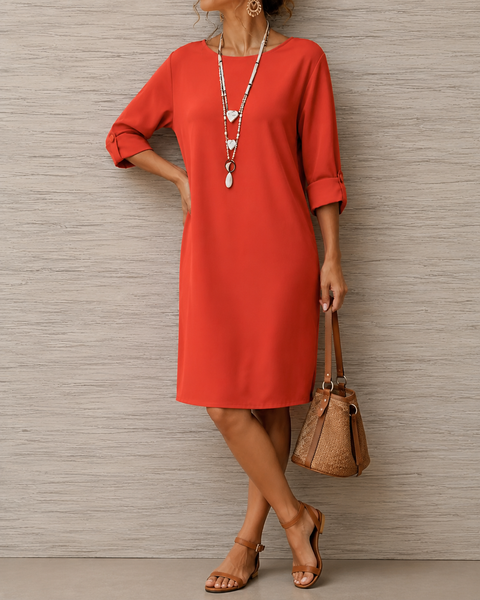 Odette Midi Dress in Orange-Red
