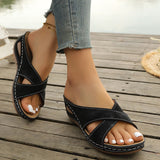 Ariella — Cross-Strap Cushioned Slide Sandals