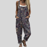Latisha — Charcoal Ditsy Floral Overalls