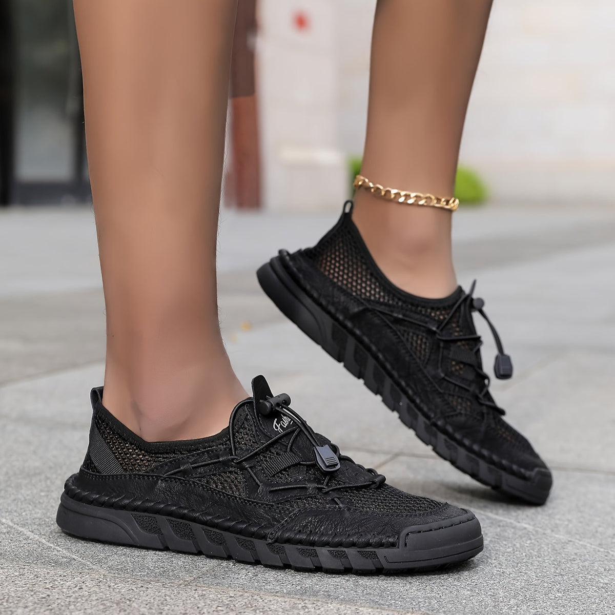 Hollis — Bungee-Lace Mesh Comfort Sneakers