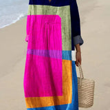 Maryse — Magenta Colour-Block Midi Dress