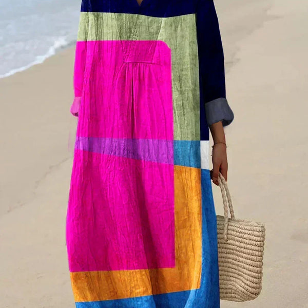 Maryse — Magenta Colour-Block Midi Dress