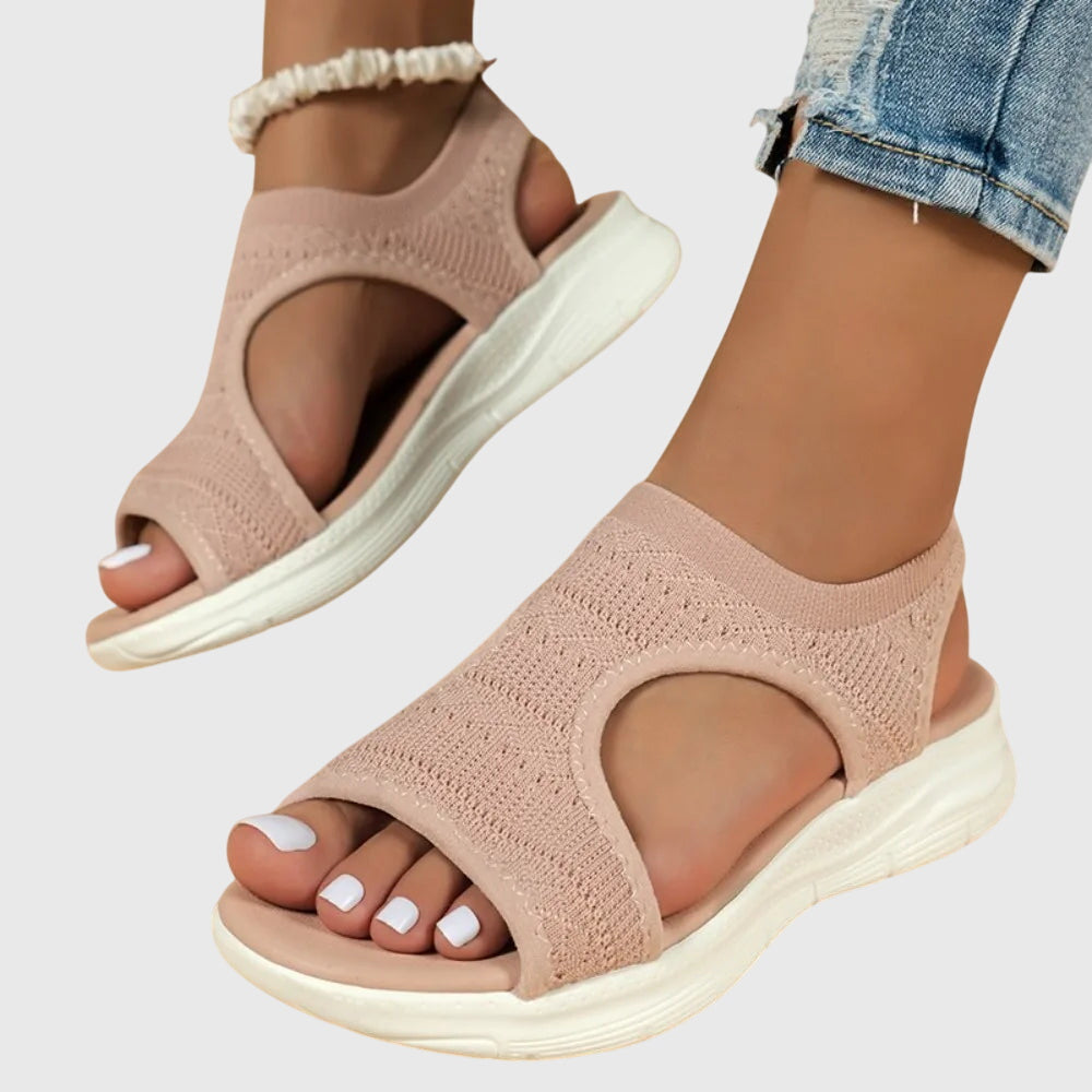 Assunta — Orthopaedic Knit-Look Open-Toe Sandals with Cut-Out Sides