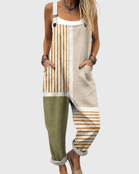 Gemma — Striped Colour Block Panel Overalls