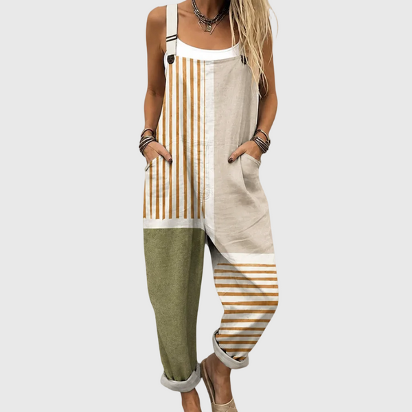 Gemma — Striped Colour Block Panel Overalls