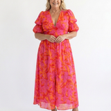 Francine — Floral Puff-Sleeve Midi Dress